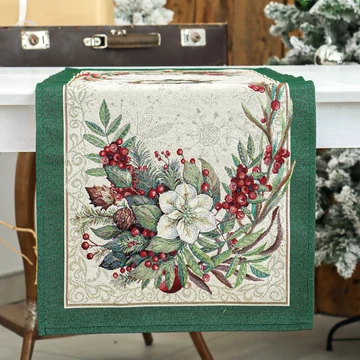 Asztalterítő, asztali klasszikus piros bogyós dizájn 