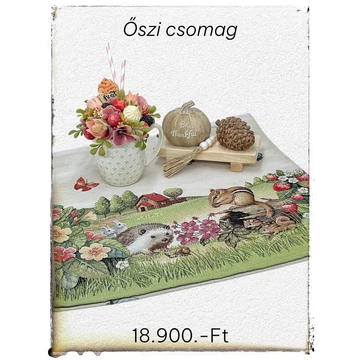 Őszi dekorációs csomag – kézműves bögre, gobelin futó és őszi díszek