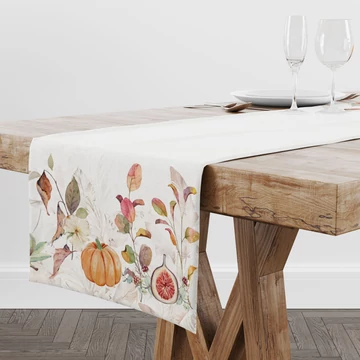 Asztalterítő, asztali futó, őszi tök és füge mintával