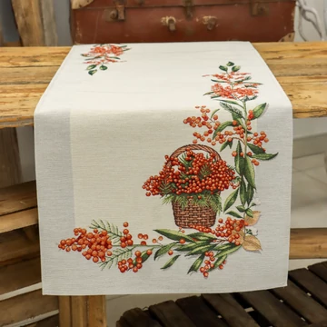Asztalterítő, asztali futó, őszi piros bogyós