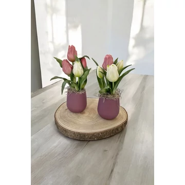 Élethű tavaszi tulipános asztaldísz