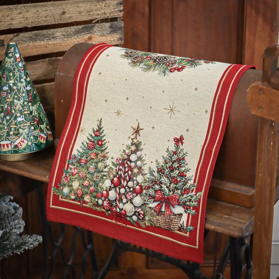 Asztalterítő, asztali futó, karácsonyfás dizájn 