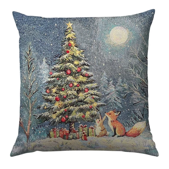 Csodafa az éjszakában ünnepi díszpárna huzat, arany lurex