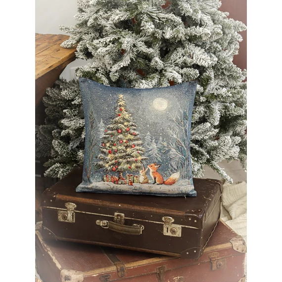 Csodafa az éjszakában ünnepi díszpárna huzat, arany lurex