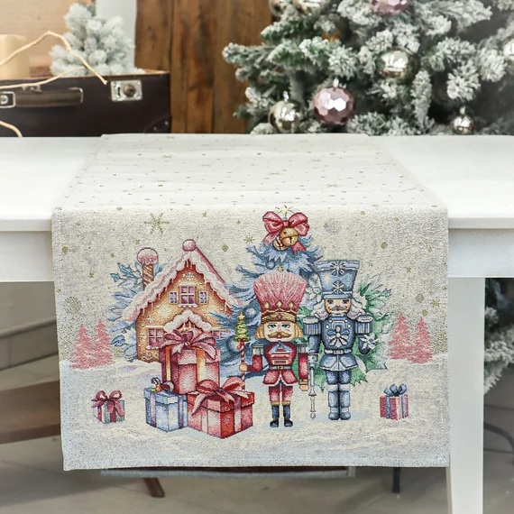 Asztalterítő, asztali futó, pink diótörős dizájn 