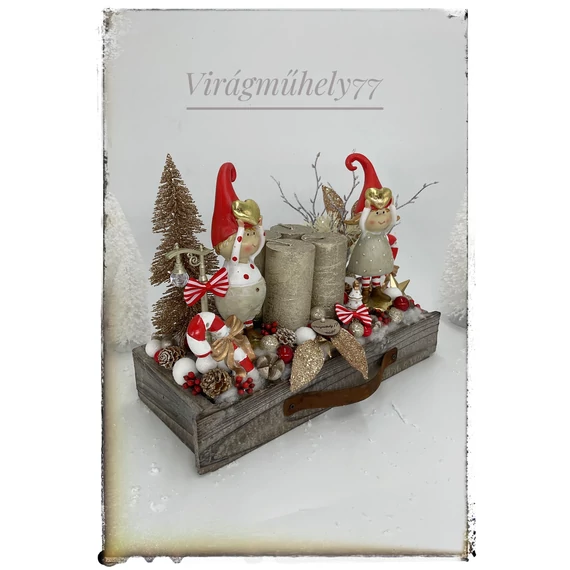Tálcás adventi piros arany