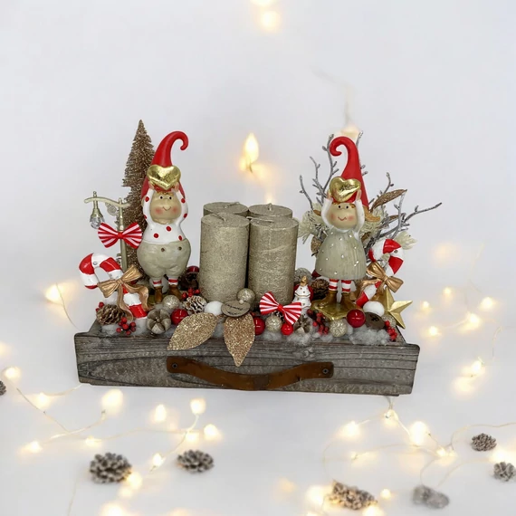 Tálcás adventi piros arany