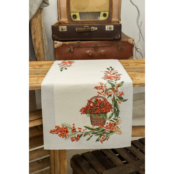 Piros bogyós asztali futó, 44x140 cm