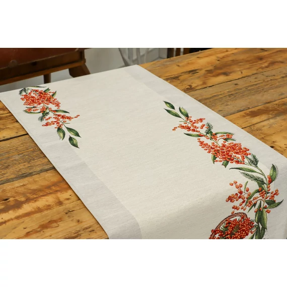 Piros bogyós asztali futó, 44x140 cm