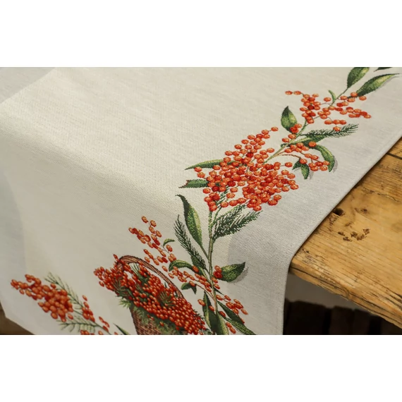 Piros bogyós asztali futó, 44x140 cm