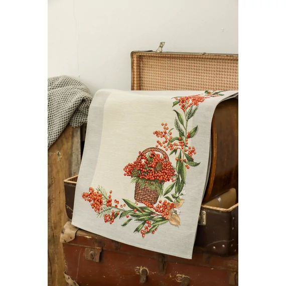 Piros bogyós asztali futó, 44x140 cm