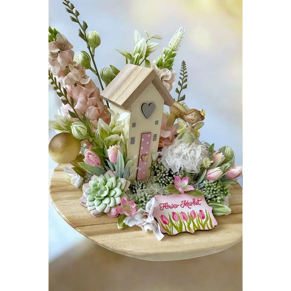 Flower Market tündéres asztaldísz pasztell színekben